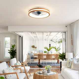 Ceiling Fans With LED Light Source And Remote Control, 3000 - 6500K Dimmable, 6 Speeds, Quiet DC Motor For Living Room - Natural Wood / White