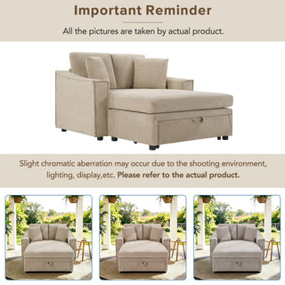 Modern Chaise Sofa With Hidden Storage For Living Room