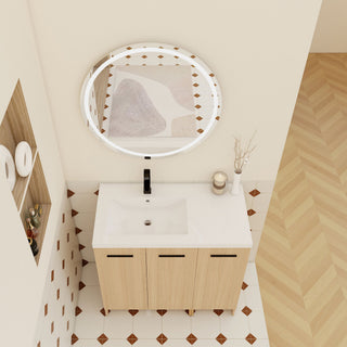 Wall Mounted Floating Bathroom Vanity With Sink, 3 Door Modular Cabinet
