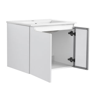 Wall Mounted Bathroom Vanity With Sink, 2 Soft Close Doors, Cabinet & Half Door