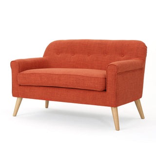 Classic Loveseat With Rolled Armrests And Button Tufting