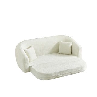 Curved Convertible Sofa, 2 In 1 Fold Out Bed With Pull Out Base And Deep Seat