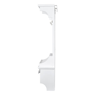 Floating Makeup Vanity With Big Mirror, Wall Mounted Storage Vanity With Drawers, Pockets & Hooks, Space Saving Decorative Home Organizer - White
