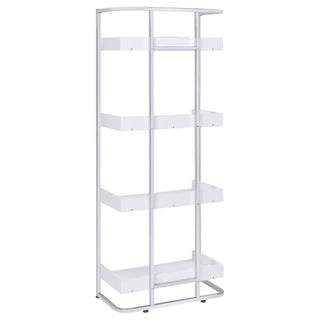 4 Shelf Open Back Bookcase With Accents - White