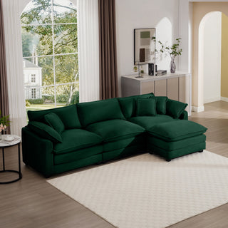 Modern Modular Cushion Sofa With Ottoman, Low Back, Deep Seating Sofa Set