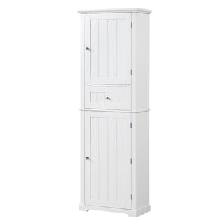 Tall Freestanding Bathroom Storage Cabinet With Drawer And Adjustable Shelf