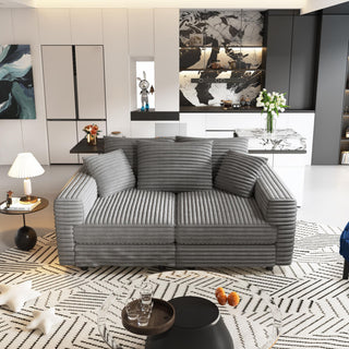 Deep Seat Convertible Sofa With Soft Pillows And Ottomans