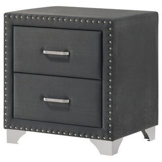 Upholstered 2 Drawer Nightstand With Accents