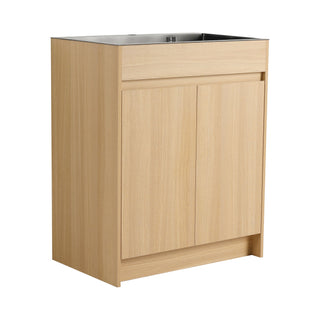 28" Freestanding Bathroom Vanity With Sink, Soft Close Doors - Oak