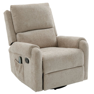 Manual Recliner Massage Chair With Swivel Rocker, 8 Massage Modes, Side Storage Pocket