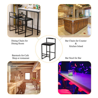Elegant Bar Stool Set With Backrest And Footrest, Counter Height (Set of 2)