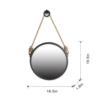 Handsome Cleveland Mirror With Rope Strap Contemporary Design Circle Mirror With Round Metal Frame For Wall Decor