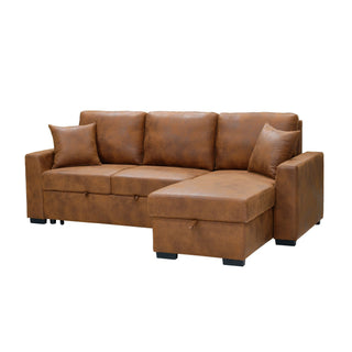 Upholstered Sectional With Pull-Out Bed And Chaise Storage