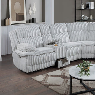 U-Shaped Sectional Sofa With Console Cup Holder, Storage Drawer, Manual Reclining