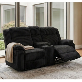Motion Loveseat Recliner With Console Soft Seat Upholstered For Living Room - Black