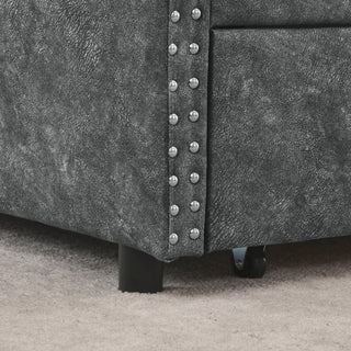 Upholstered Tufted Daybed With 2 Drawers, Waved Arms