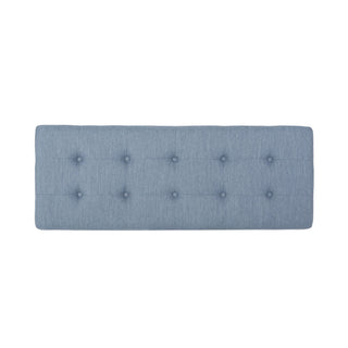 Upholstered Ottoman With Button Tufted Waffle Stitch And Black Geometric Legs - Light Blue