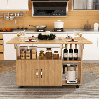 Multi Functional Folding Table With Storage Shelves And Wheels