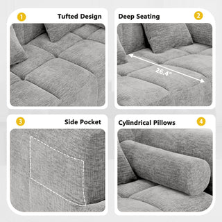 Sectional Free Combined Sofa With 2 Side Pockets