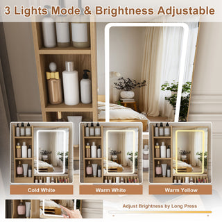 Small Vanity Desk With 3 LED Lighting Modes, 3 Drawers, Hair Dryer Holder, Power Socket, And Dressing Chair - Natural Walnut