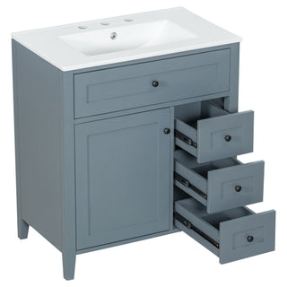 Bathroom Vanity With Sink, 3 Drawers And Adjustable Shelf