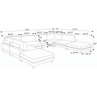 Modern Modular Sectional With Adjustable Back Support