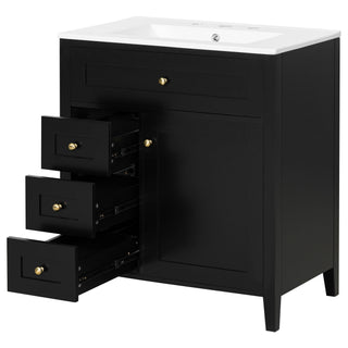Modern Bathroom Vanity With Sink, 3 Drawers And Adjustable Shelf
