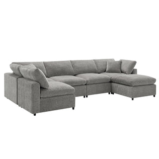 Modern Modular Cloud Sofa Bed, 6 Seat Sectional Couch Set With Ottoman, Free Combination, Convertible U Shaped Sleeper Sofa For Living Room