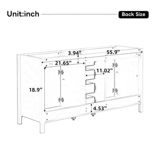 59.1" Minimalist Double Sink Bathroom Vanity With Top, Soft Close Doors & Drawers - White