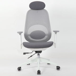 High Back Swivel Desk Chair With Height Adjustable Backrest, 3 Tilt Lock & Rotatable Headrest - Milk White