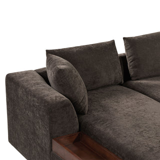 Modern L Shaped Sectional Sofa With Upholstery And Wooden Storage