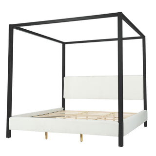 Modern Canopy Bed With Upholstery