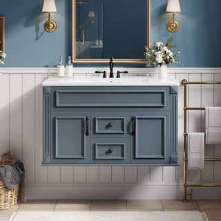 French Simple Style Wall Mounted Bathroom Cabinet With Sink