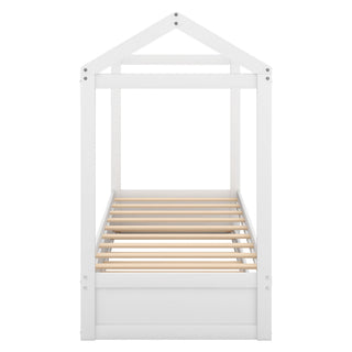 House Bed With Trundle In, Twin Size - White