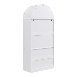 Tall Arched Top Storage Cabinet With 5 Tier Shelves, Soft Close Hinges