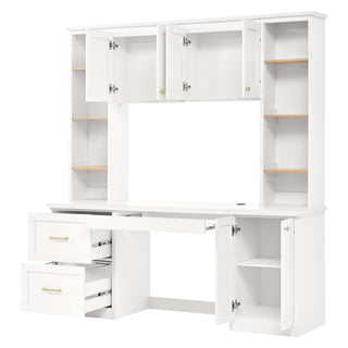 Computer Desk With Hutch, Workstation With Desk Grommet & Keyboard Tray
