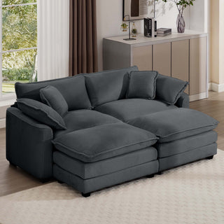 Modular Oversized Cushion Sofa With Ottoman, Low Back, Deep Seating Sofa Set