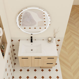 Wall Mounted Floating Bathroom Vanity With Sink, Door & Drawers Modular Cabinet