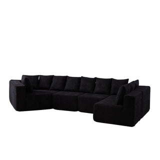 L - Shaped Modular Sofa With Deep Seat And 11 Pillows
