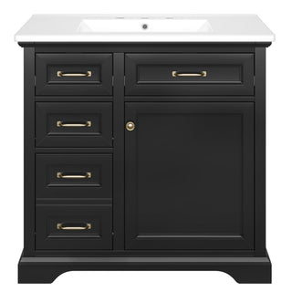 Modern Bathroom Vanity With Sink Top, 4 Drawers And 1 Soft-Close Door
