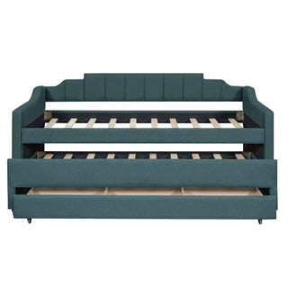 Upholstered Simple Design Daybed With Trundle And 3 Drawers