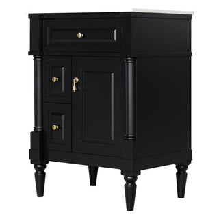 Freestanding Bathroom Vanity With Sink, Adjustable Shelf & Flip Drawer
