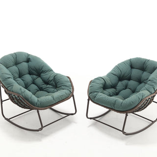 Indoor / Outdoor Oversized Wicker Egg Rocker Chair - Light Green