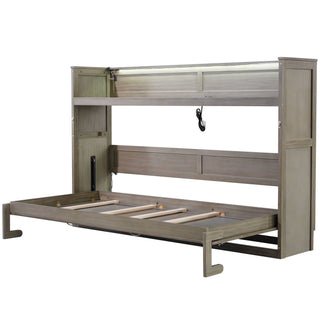 Murphy Bed With Desk, LED Light And USB Charging Station