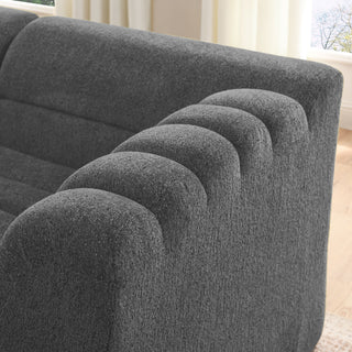 U-Shaped Modular Sectional Sofa With Chaise And Movable Ottoman With Wave-Shaped Armrest