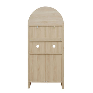 Arched Kitchen Pantry, Modern Farmhouse Wood Kitchen Storage Cabinets, Arched Storage Display Cabinet With Adjustable Shelves, Versatile Cupboard For Kitchen, Dining Room, Living Room - Natural