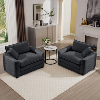 Modern Classic Fabric Single Chair Deep Seat Sofa With Pillow