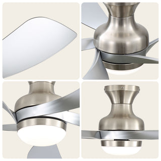 52" Ceiling Fan With 3 Color Dimmable LED Light, DC Reversible Motor, 6 Speed Settings
