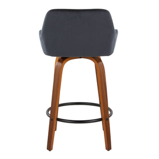 Daniella - Contemporary Fixed Height Counter Stool With Swivel With Round Footrest (Set of 2)