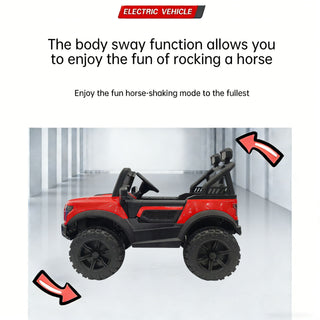 Kids Electric Ride On Car With Remote Control, LEd Lights, Music Player, Swing Function, 4 Wheel Shock Absorption - Red